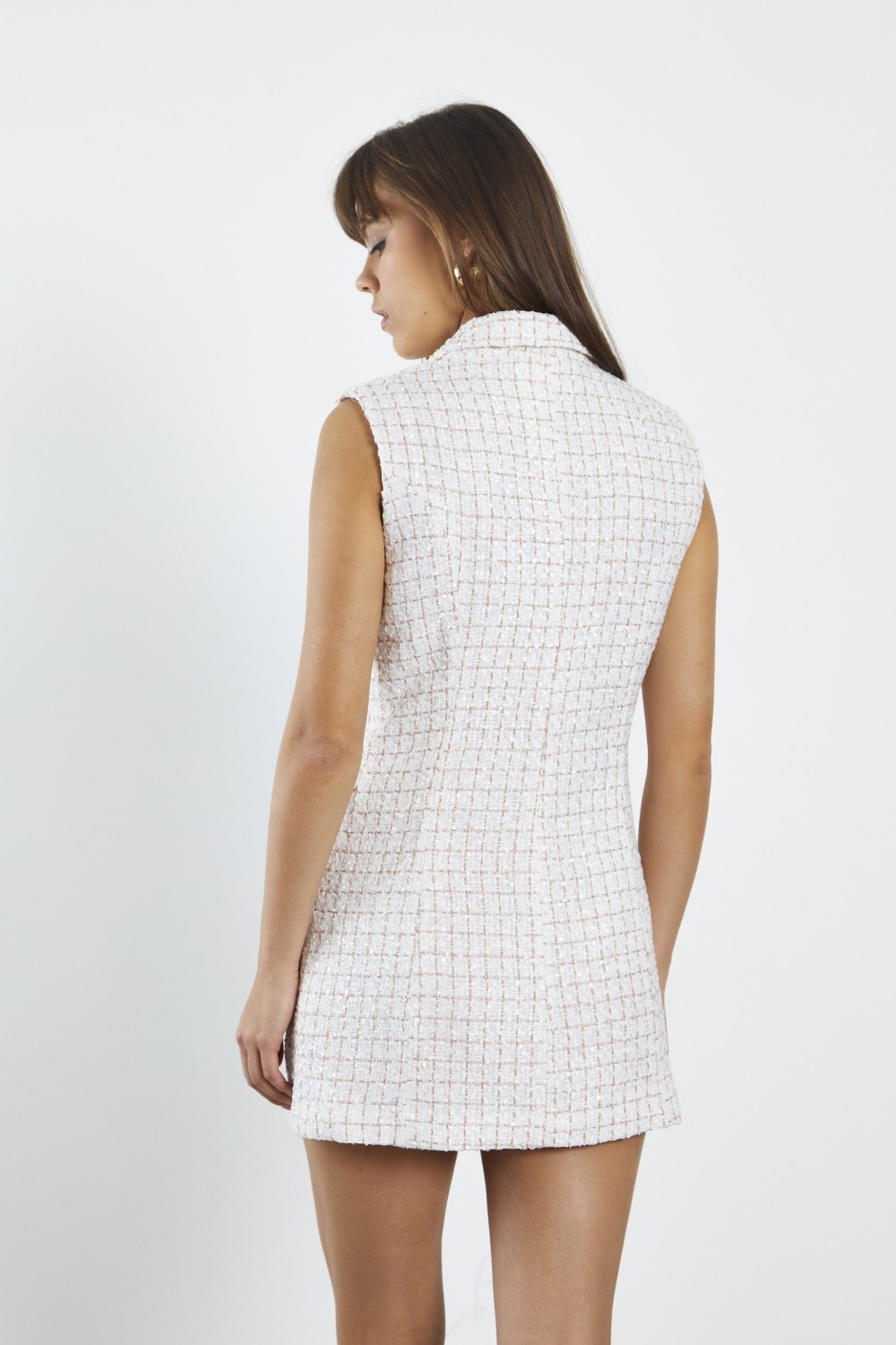 GLAMOROUS LADIES DRESS WHITE TWEED CK6798
