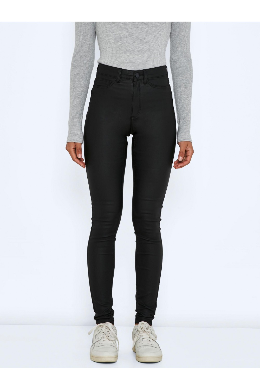 NOISY MAY CALLIE HW SKINNY COATED PANTS BLACK 27012746