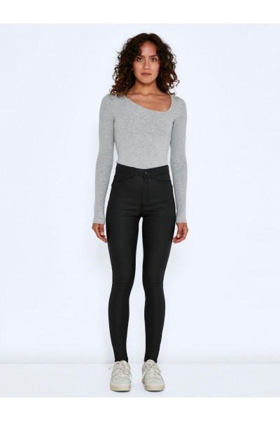 NOISY MAY CALLIE HW SKINNY COATED PANTS BLACK 27012746
