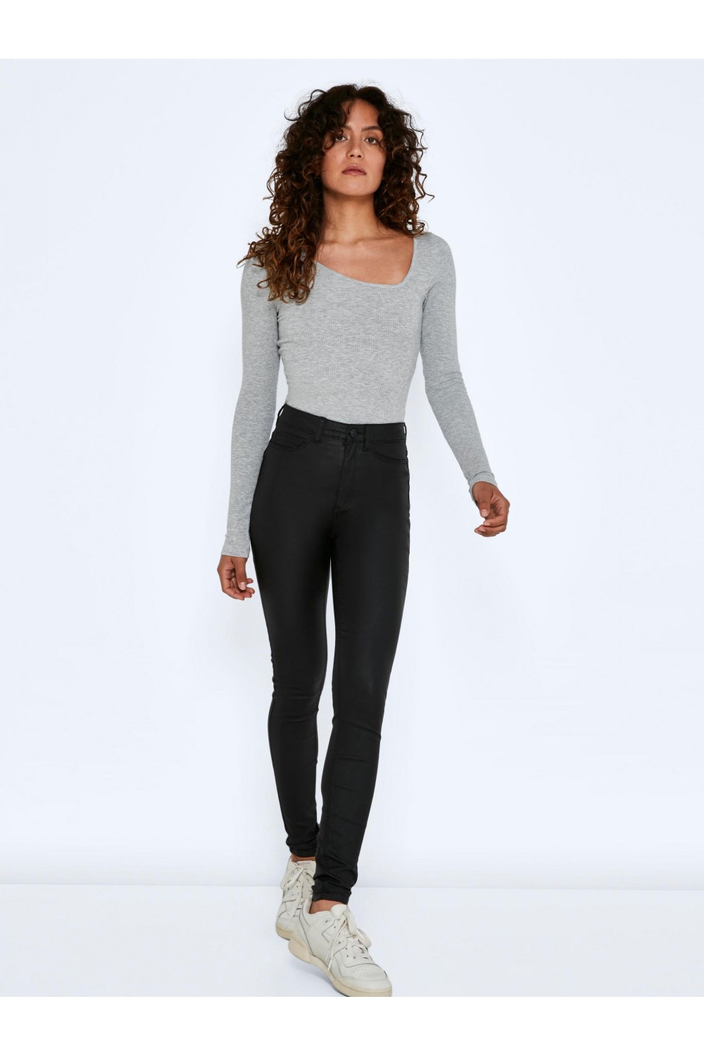 NOISY MAY CALLIE HW SKINNY COATED PANTS BLACK 27012746