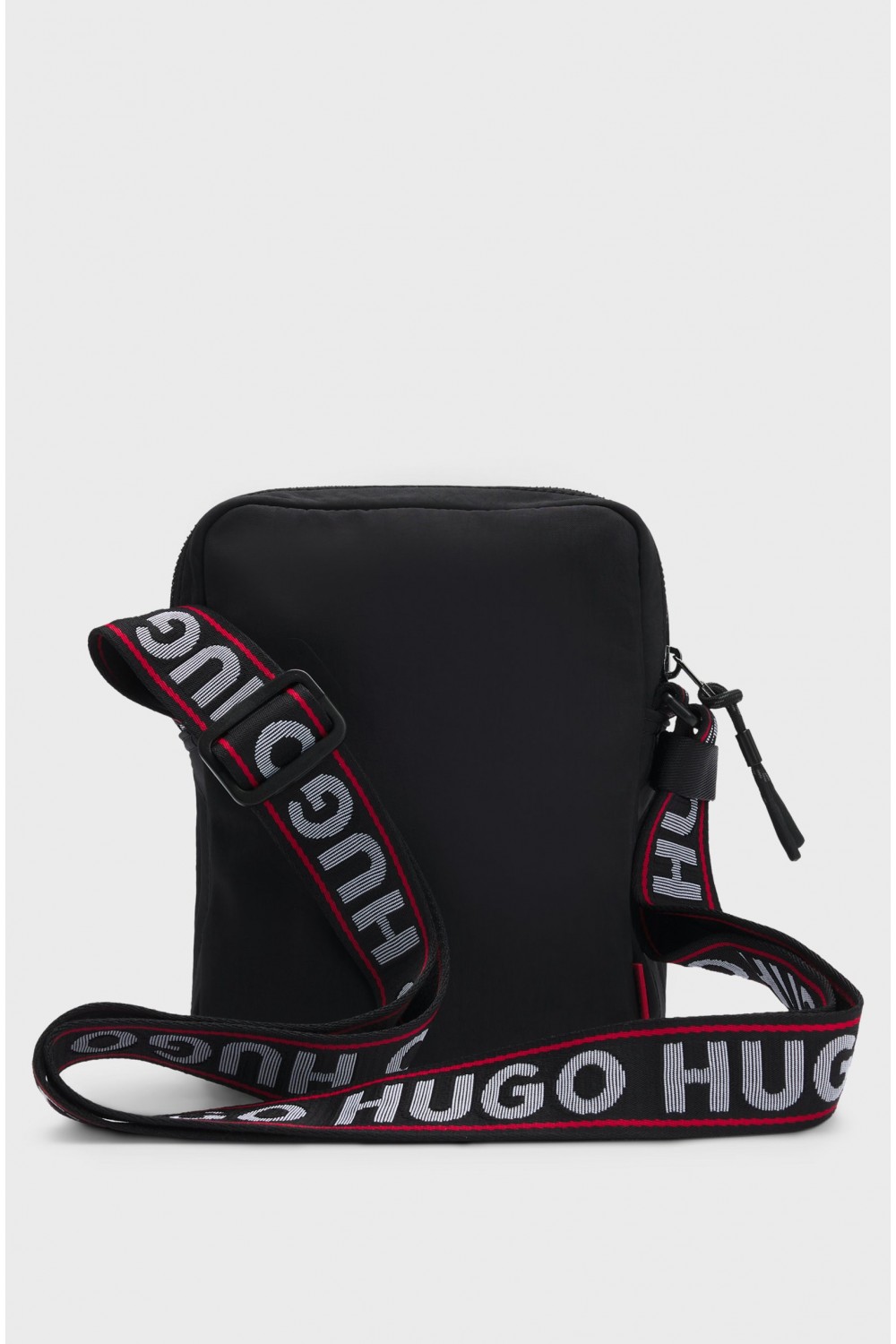 HUGO LOGO-PRINT REPORTER BAG WITH BRANDED STRAP BLACK 50529432-001