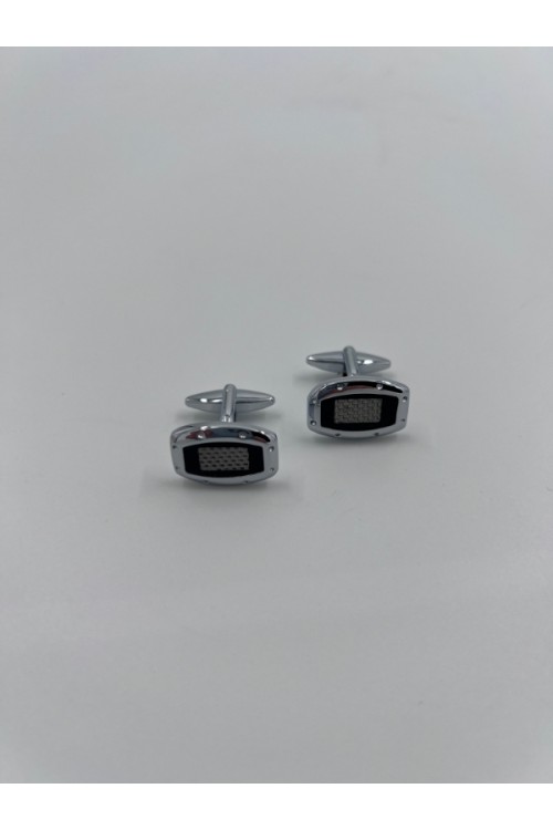 MEN CUFFLINKS SILVER BLACK MK09