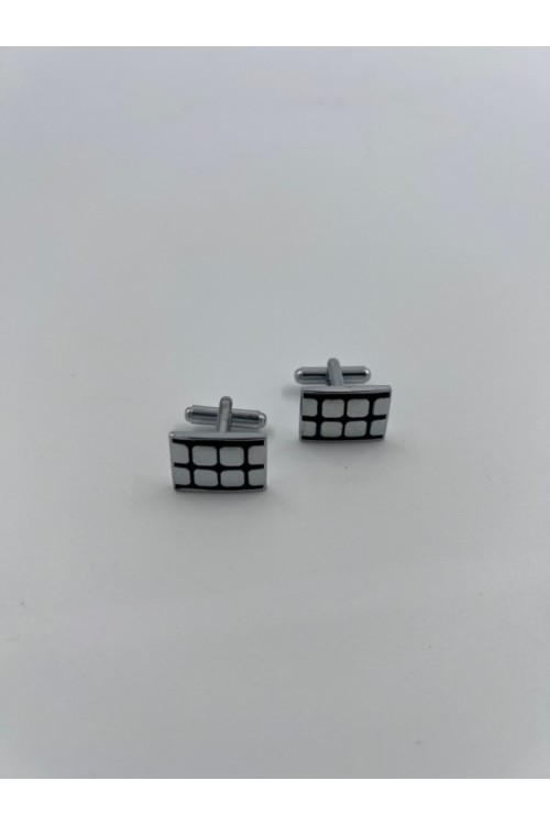 MEN CUFFLINKS SILVER BLACK MK04