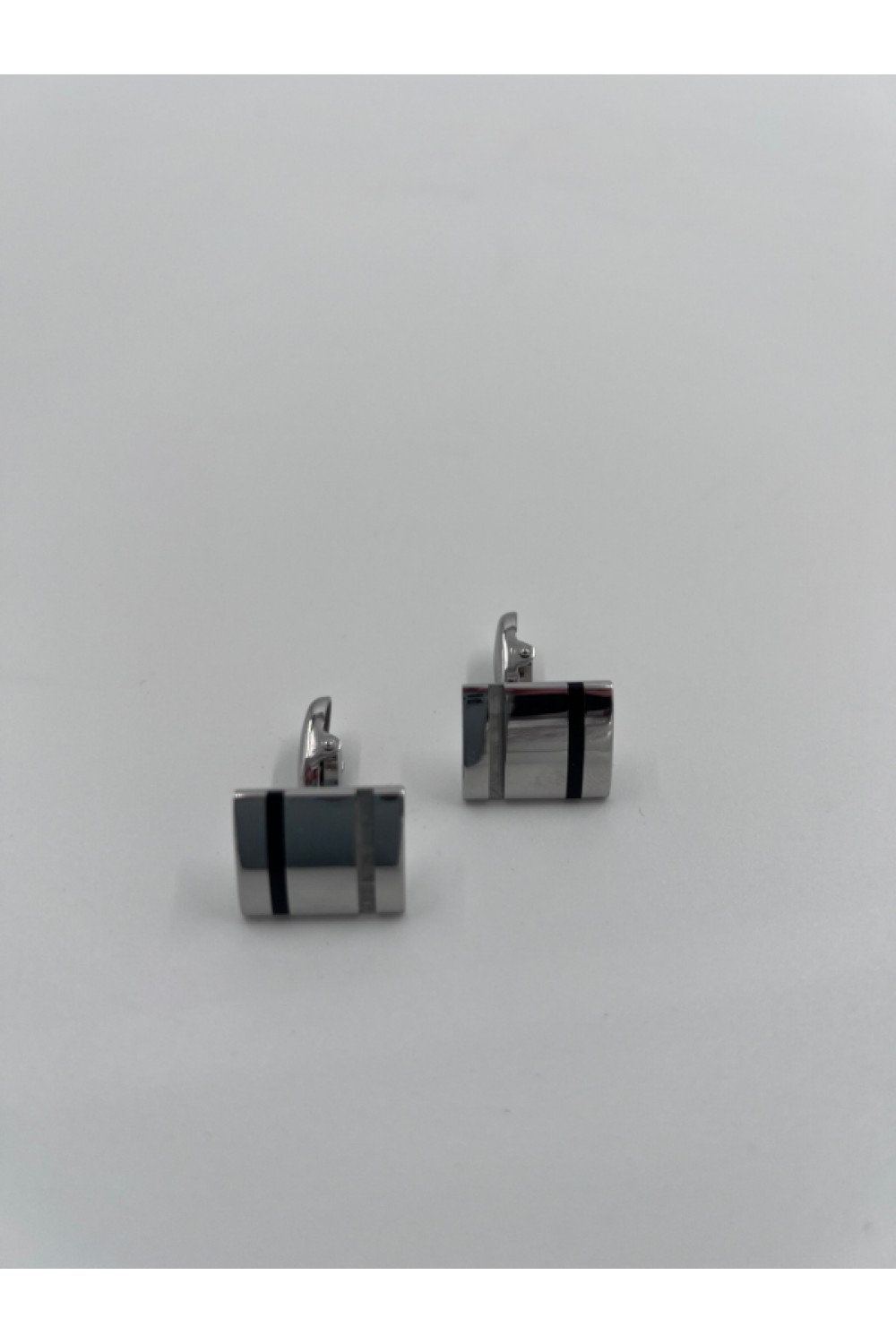 MEN CUFFLINKS SILVER BLACK MK05