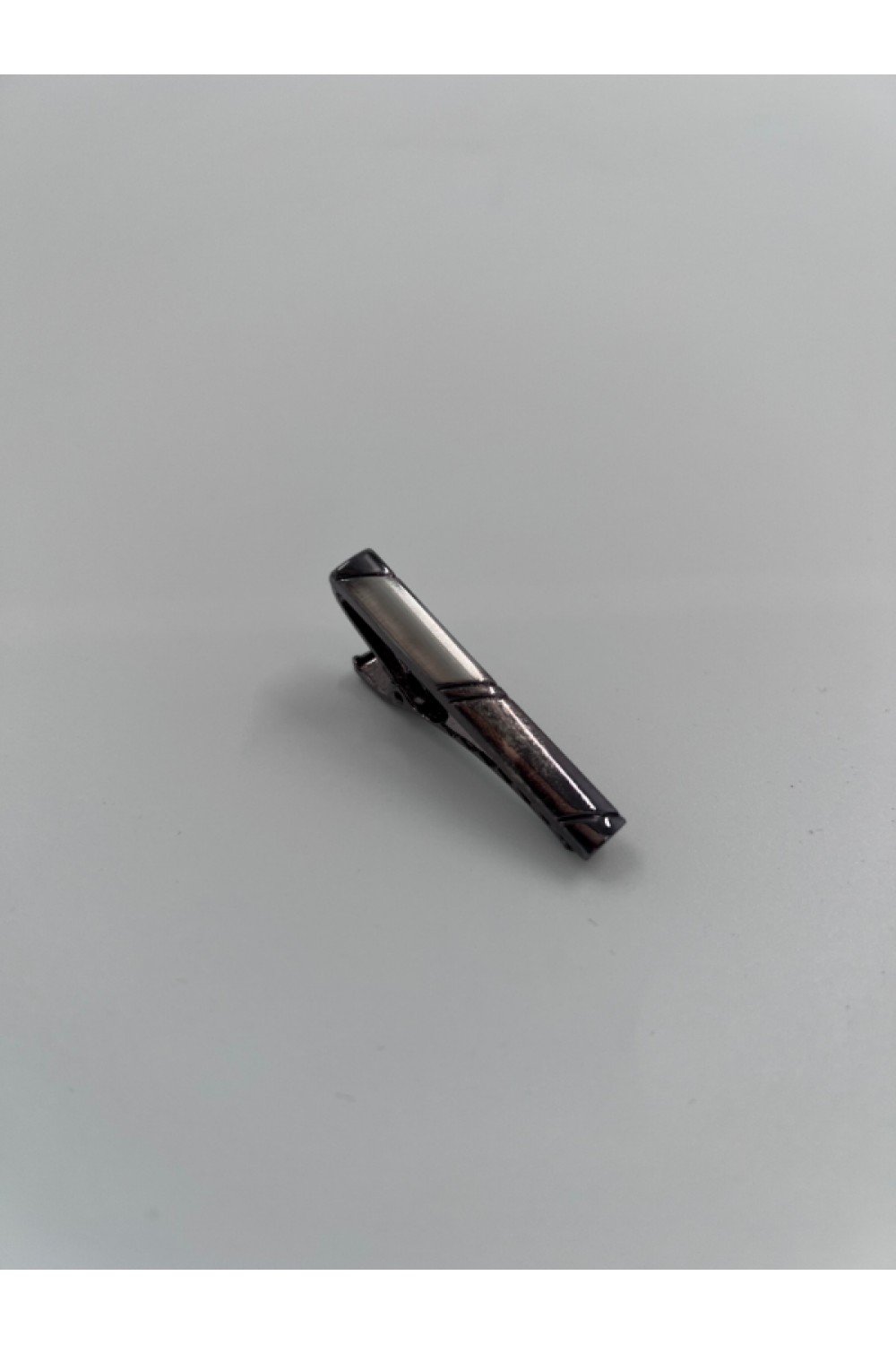 MEN TIE CLIP SILVER-BLACK CL08