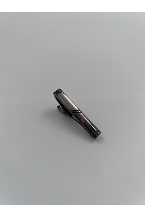 MEN TIE CLIP SILVER-BLACK CL08