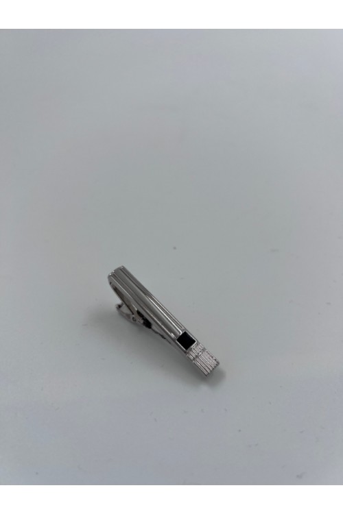 MEN TIE CLIP SILVER-BLACK- CL35