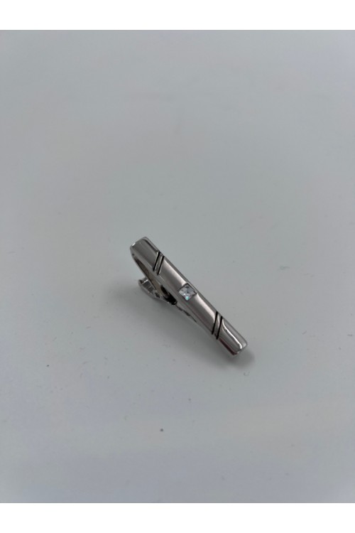 MEN TIE CLIP SILVER-BLACK- CL37