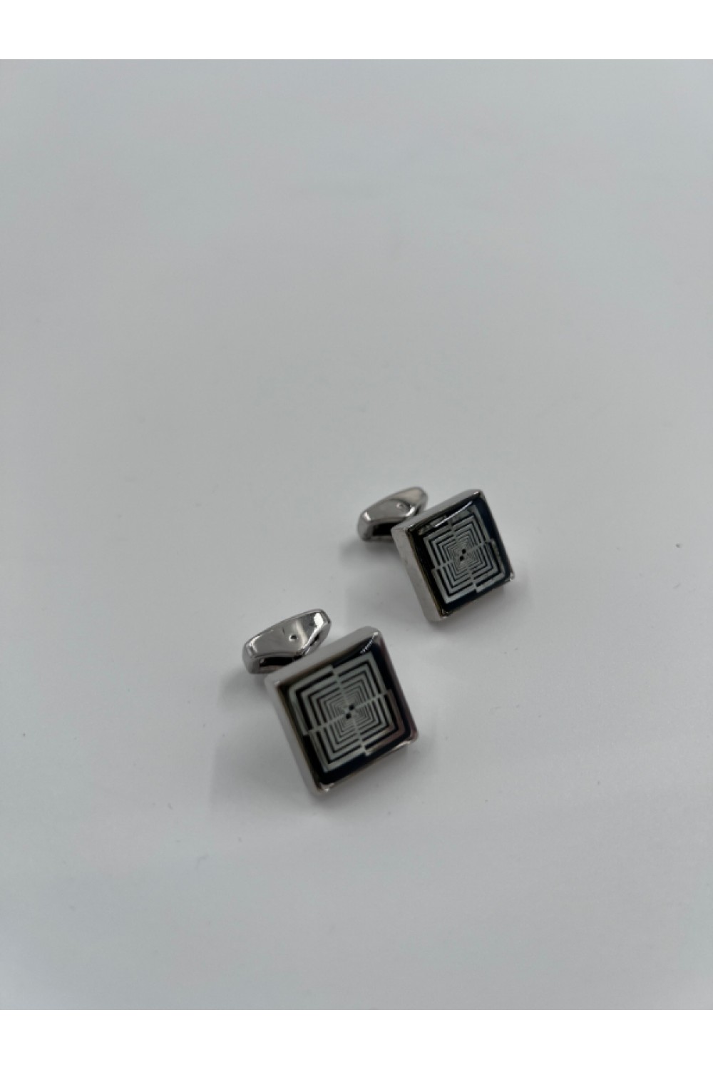 MEN CUFFLINKS SILVER BLACK MK17