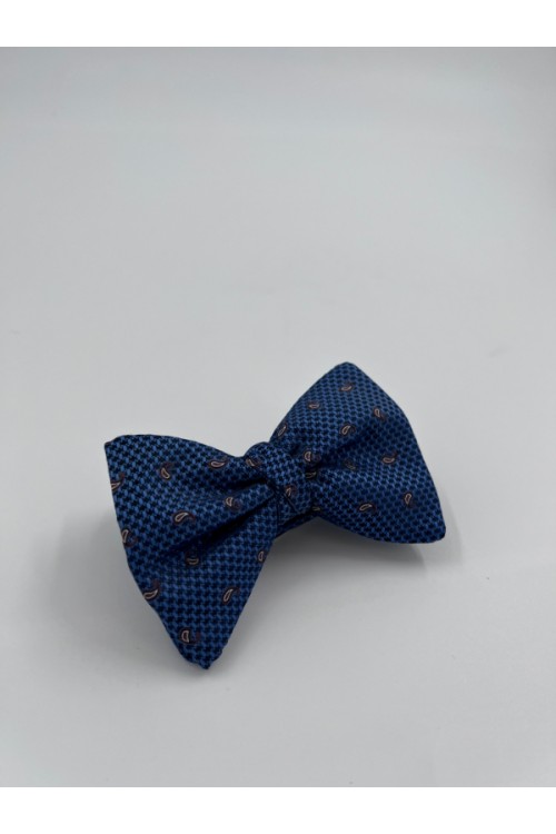 MEN BOW TIE BLUE WITH GREY PRINTS BT04