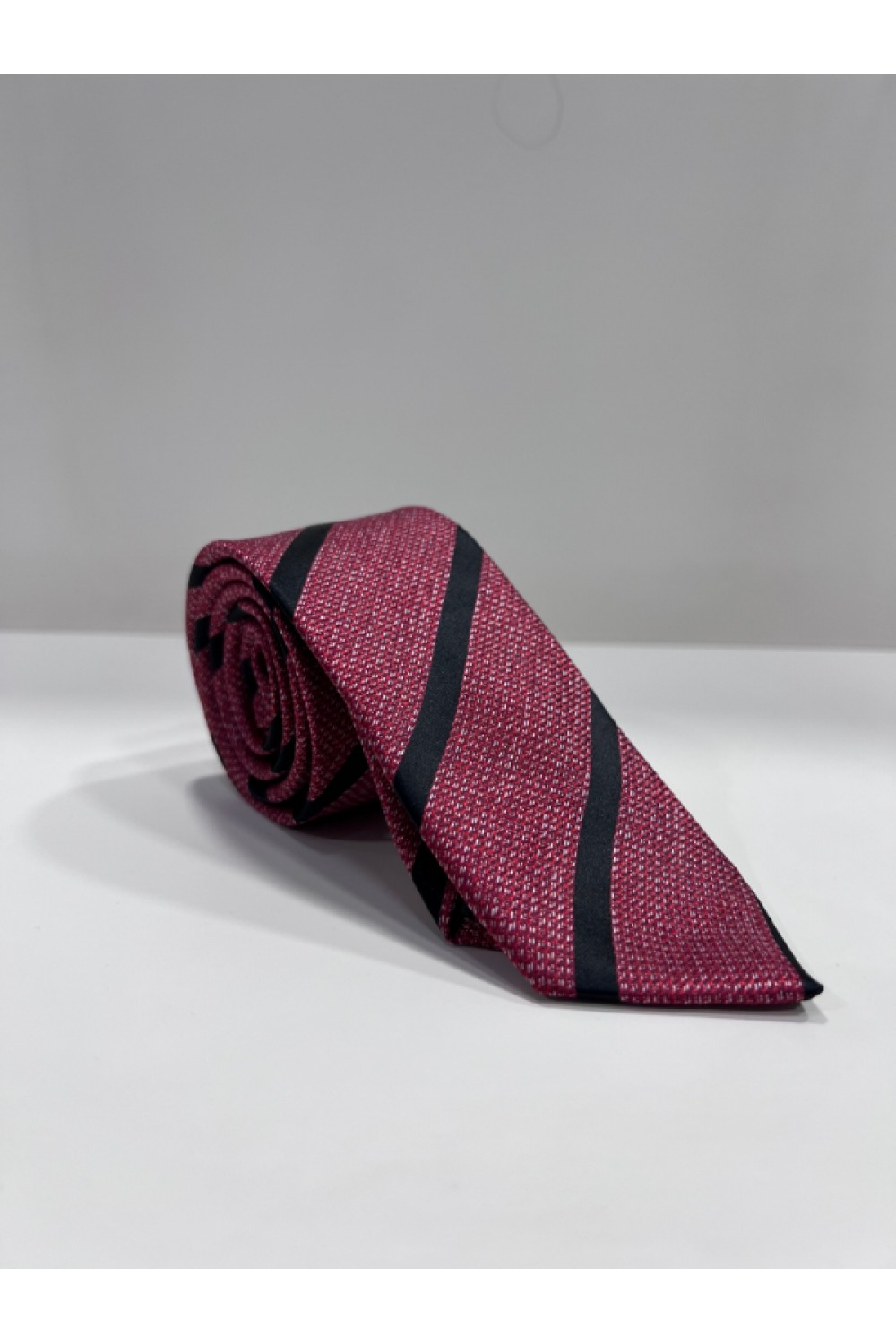 MEN TIE BORDEUX-BLACK STRIPES SP50