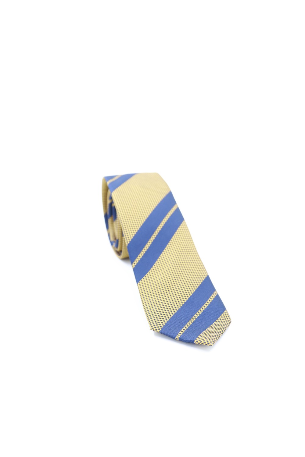 MEN TIE GOLD PRINT-BLUE STRIPES SP01