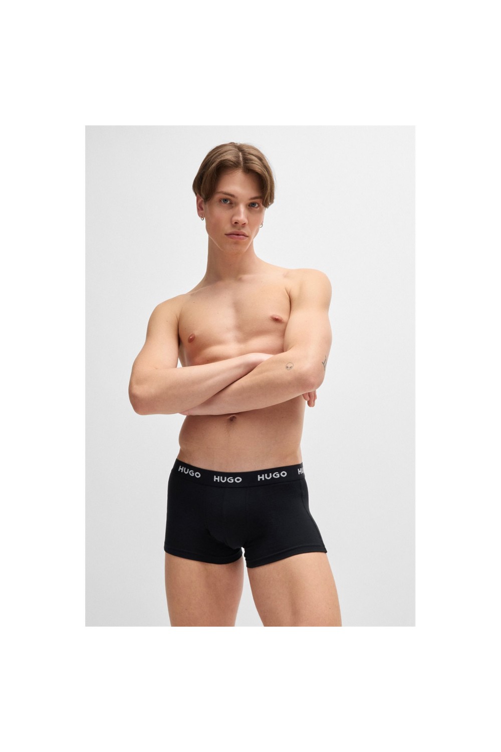 HUGO THREE PACK OF STRETCH COTTON TRUNKS WITH LOGO 50517894-980