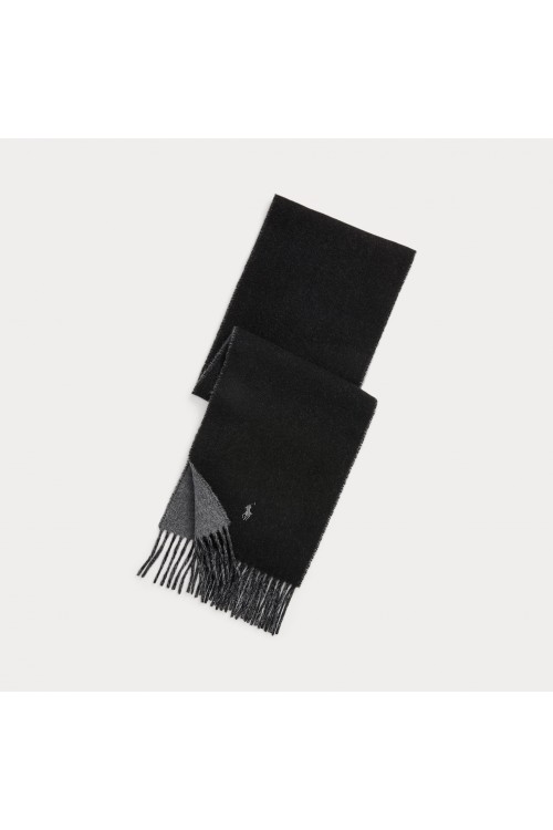 POLO RALPH LAUREN REVERSIBLE WOOL-BLEND SCARF BLACK 449959334001