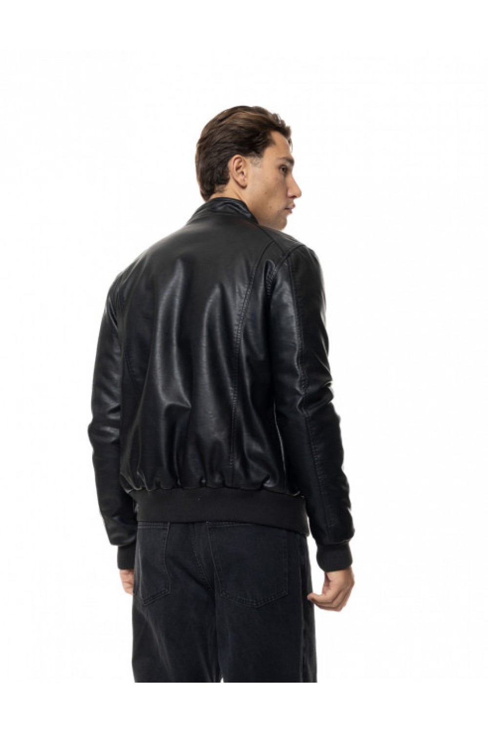 BISTON FAUX LEATHER BOMBER JACKET BLACK 56-201-029