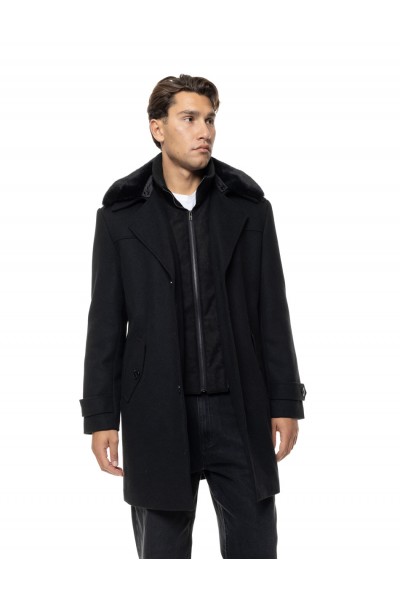 BISTON COAT WITH FUR BLACK 56-201-046