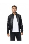 BISTON FAUX LEATHER BOMBER JACKET BLACK 56-201-029
