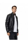 BISTON FAUX LEATHER BOMBER JACKET BLACK 56-201-029