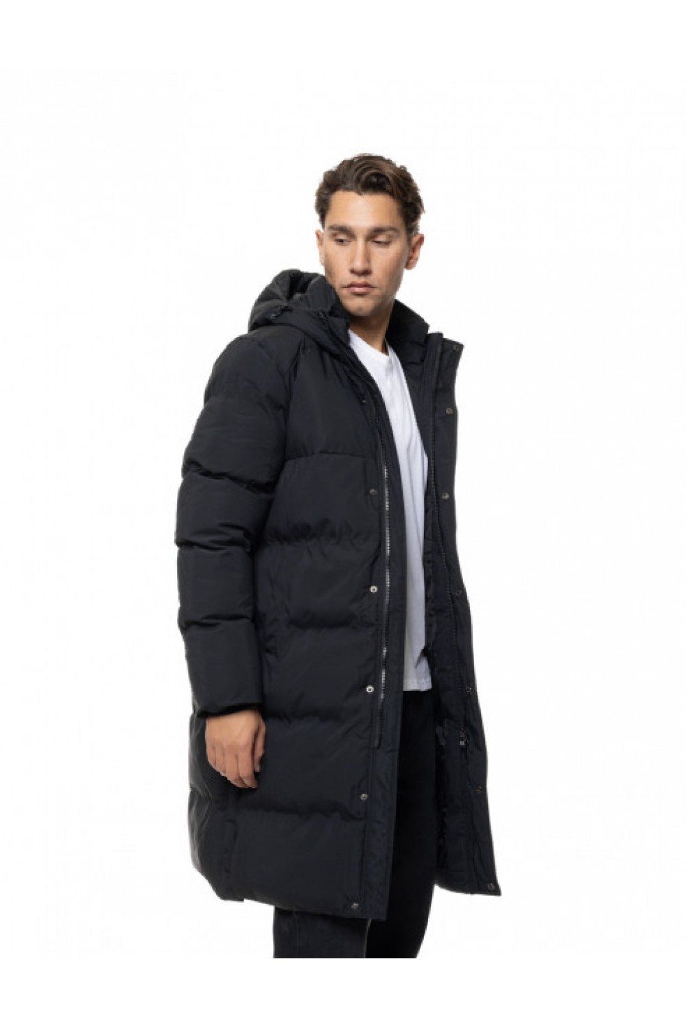 BISTON LONG PUFFER COAT WITH HOOD BLACK 56-201-062