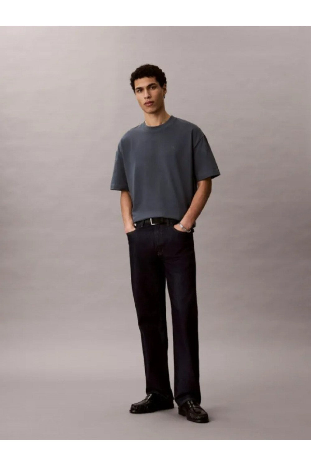 CALVIN KLEIN JEANS T-SHIRT OVERSIZED EMBOSSED MONOGRAM DARK SLATE LV04RAB806-CEG