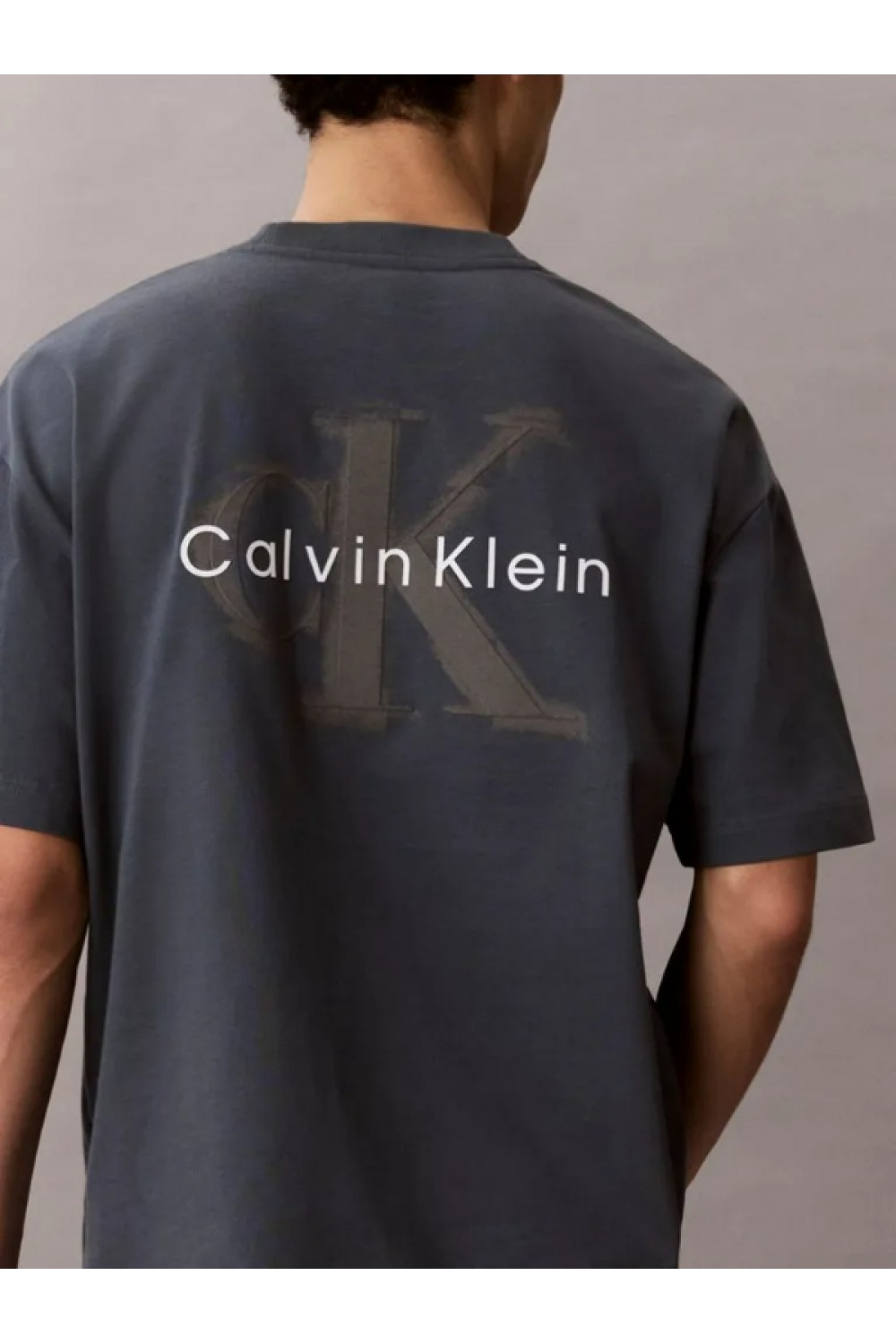 CALVIN KLEIN JEANS T-SHIRT OVERSIZED EMBOSSED MONOGRAM DARK SLATE LV04RAB806-CEG