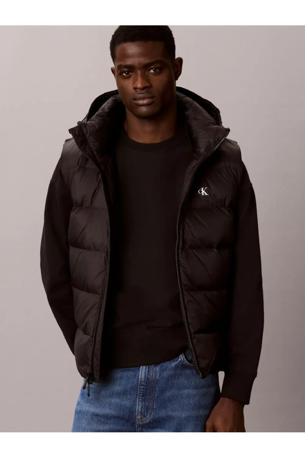 CALVIN KLEIN JEANS HOODED DOWN PUFFER GILET BLACK LV04RG514G-UB1