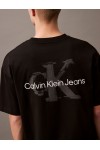 CALVIN KLEIN JEANS T-SHIRT OVERSIZED EMBOSSED MONOGRAM BLACK LV04RAB806-UB1