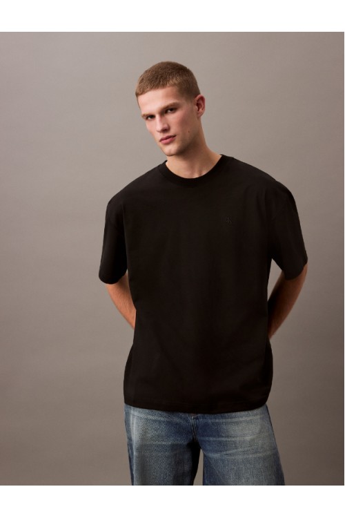 CALVIN KLEIN JEANS T-SHIRT OVERSIZED EMBOSSED MONOGRAM BLACK LV04RAB806-UB1