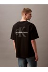 CALVIN KLEIN JEANS T-SHIRT OVERSIZED EMBOSSED MONOGRAM BLACK LV04RAB806-UB1