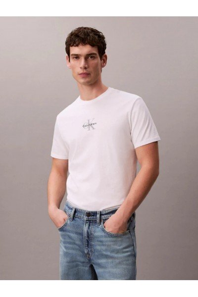 CALVIN KLEIN JEANS T-SHIRT MONOGRAM LOGO BRIGHT WHITE LV04RB866G-YAF