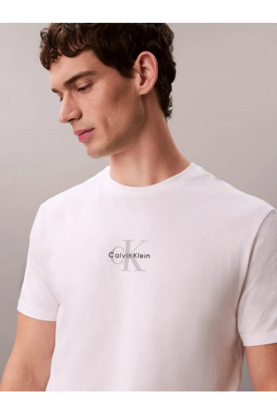 CALVIN KLEIN JEANS T-SHIRT MONOGRAM LOGO BRIGHT WHITE LV04RB866G-YAF