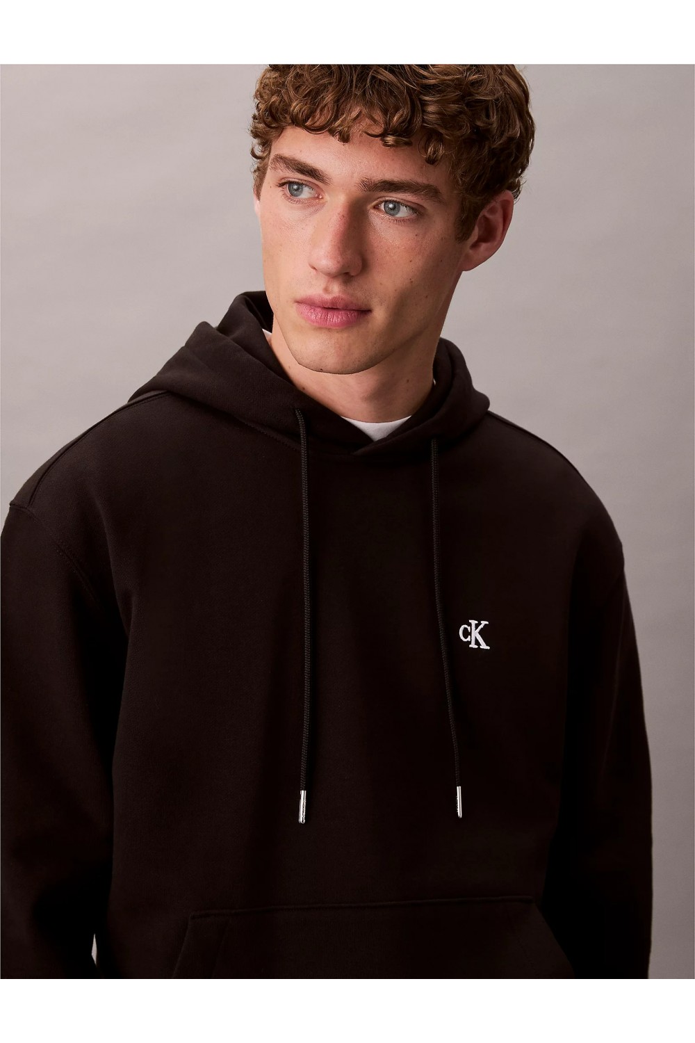 CALVIN KLEIN JEANS COTTON TERRY MONOGRAM HOODIE BLACK LV04RC297G-UB1