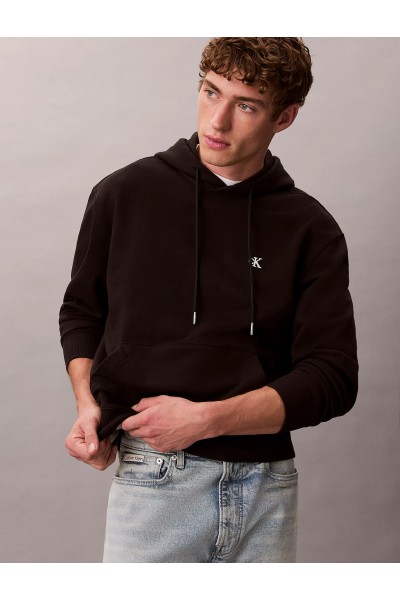CALVIN KLEIN JEANS COTTON TERRY MONOGRAM HOODIE BLACK LV04RC297G-UB1