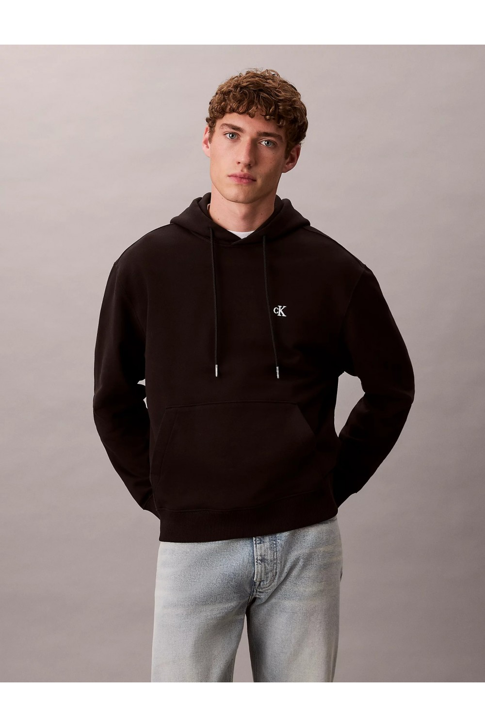 CALVIN KLEIN JEANS COTTON TERRY MONOGRAM HOODIE BLACK LV04RC297G-UB1
