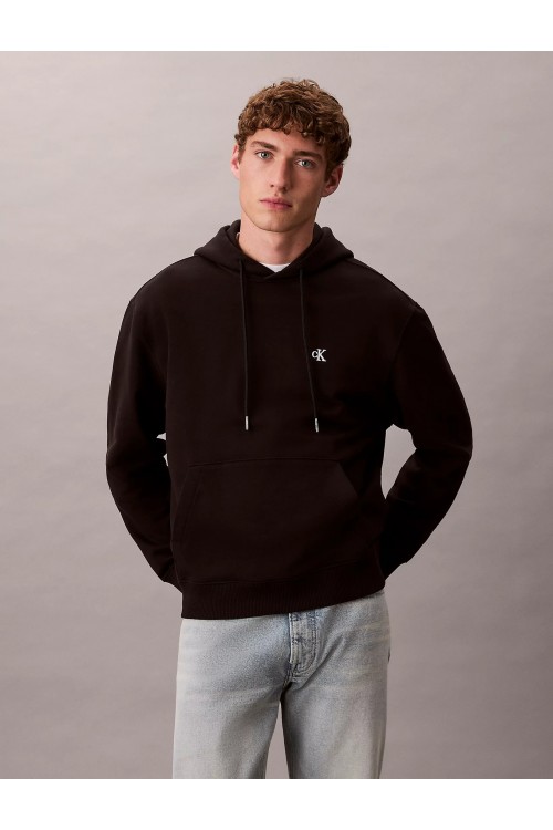 CALVIN KLEIN JEANS COTTON TERRY MONOGRAM HOODIE BLACK LV04RC297G-UB1