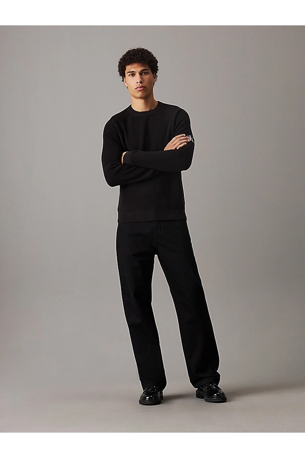 CALVIN KLEIN JEANS WAFFLE COTTON BADGE JUMPER CK BLACK J30J323989-BEH