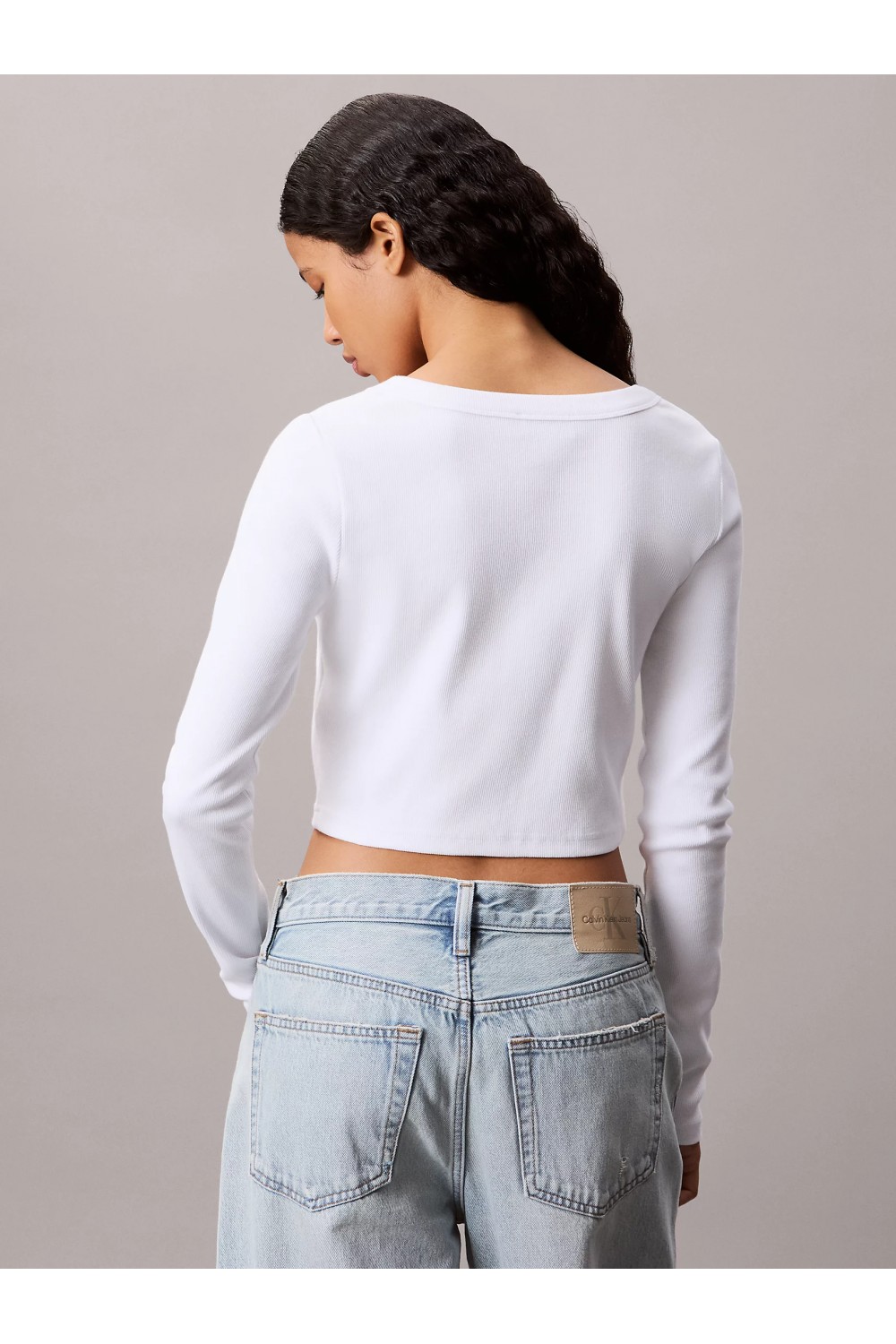 CALVIN KLEIN JEANS SHIRT SCHMALER RIPPSTRICK-CARDIGAN WHITE LV047C204G-YAA