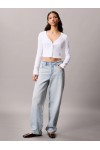 CALVIN KLEIN JEANS SHIRT SCHMALER RIPPSTRICK-CARDIGAN WHITE LV047C204G-YAA