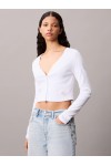 CALVIN KLEIN JEANS SHIRT SCHMALER RIPPSTRICK-CARDIGAN WHITE LV047C204G-YAA