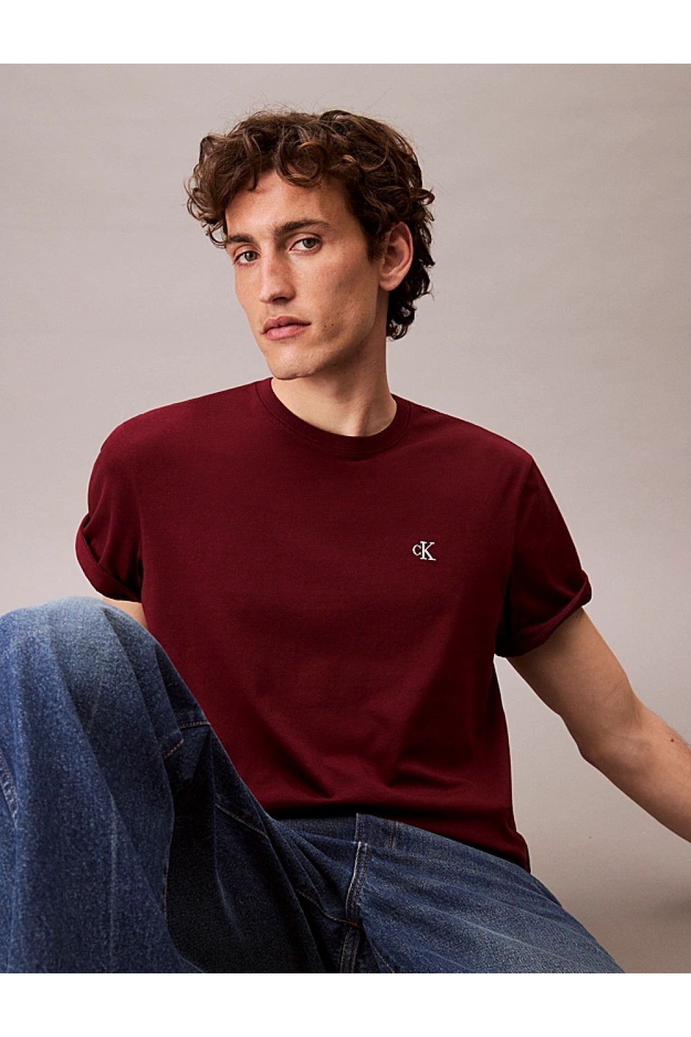 CALVIN KLEIN JEANS T-SHIRT MONOGRAM LOGO DEEP ROUGE LV04RC275G-VLP