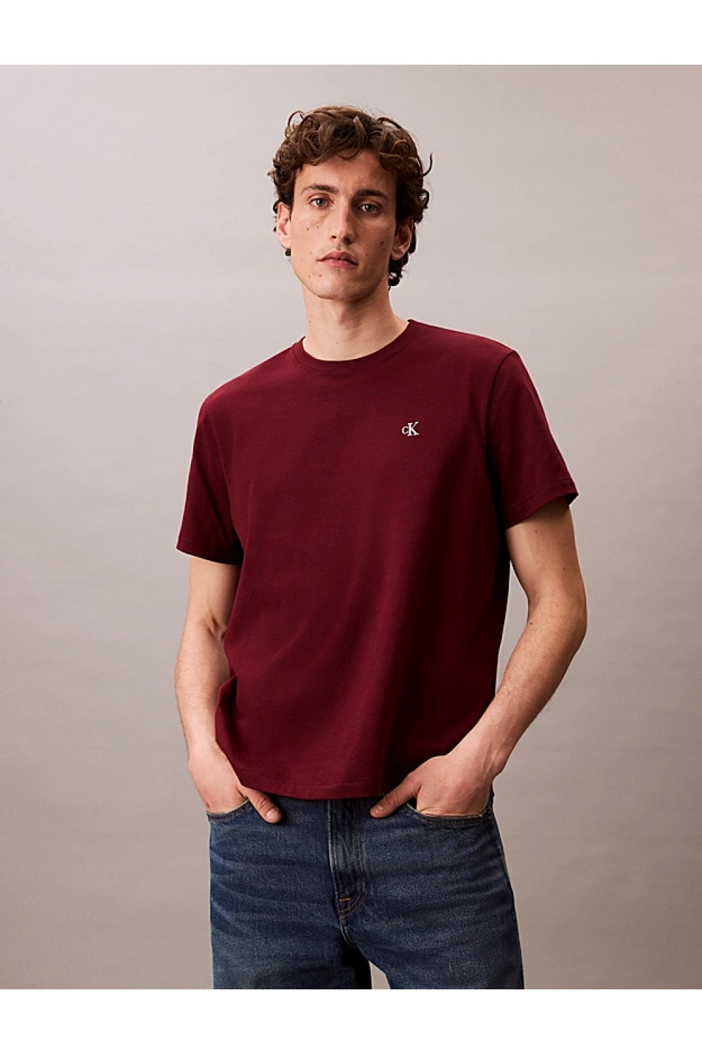 CALVIN KLEIN JEANS T-SHIRT MONOGRAM LOGO DEEP ROUGE LV04RC275G-VLP