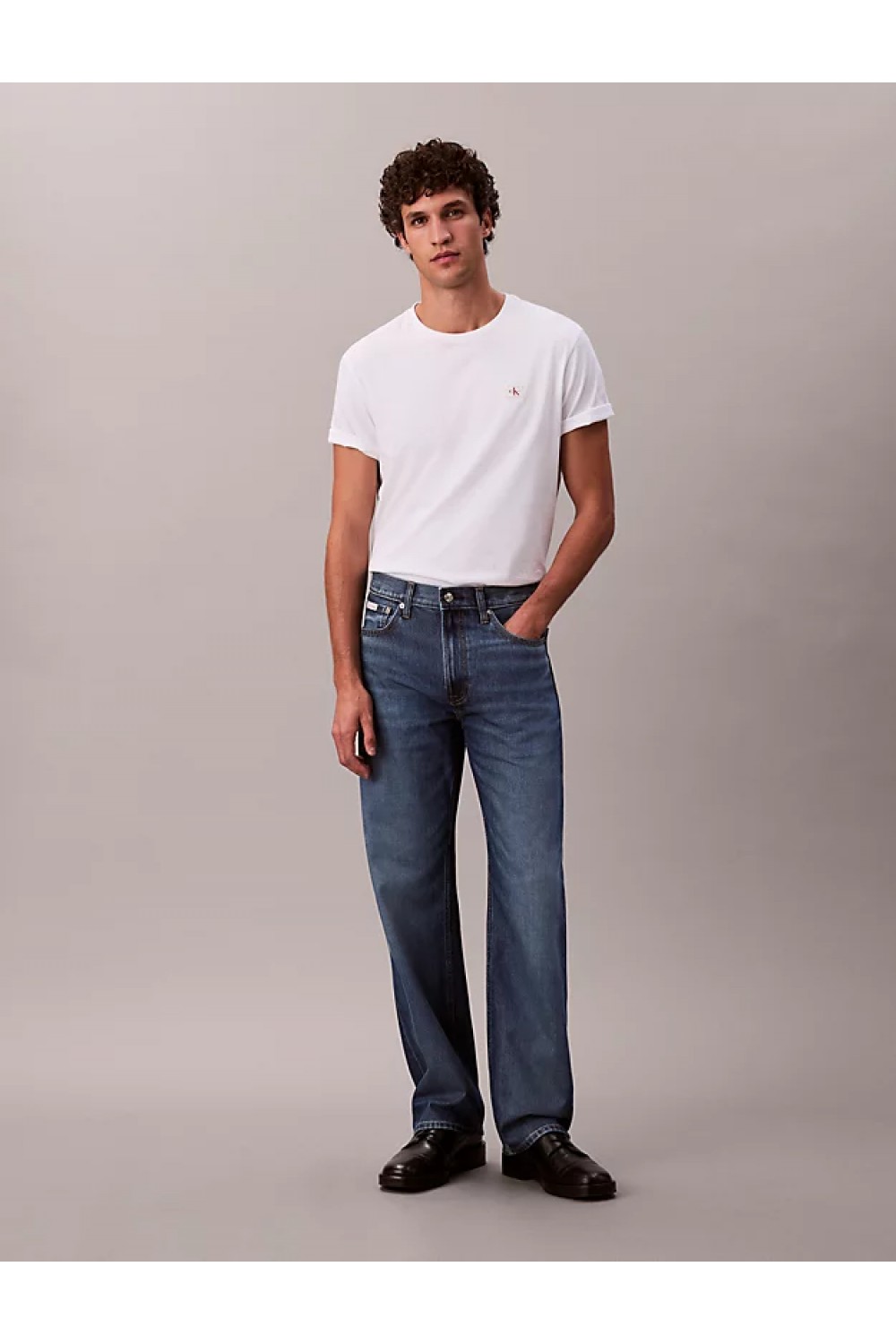 CALVIN KLEIN JEANS T-SHIRT COTTON BADGE BRILLIANT WHITE LV04RC272G-YAF