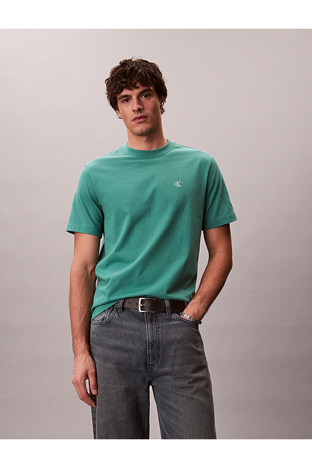 CALVIN KLEIN JEANS T-SHIRT MONOGRAM LOGO WILD GREEN LV04RC275G-VFL