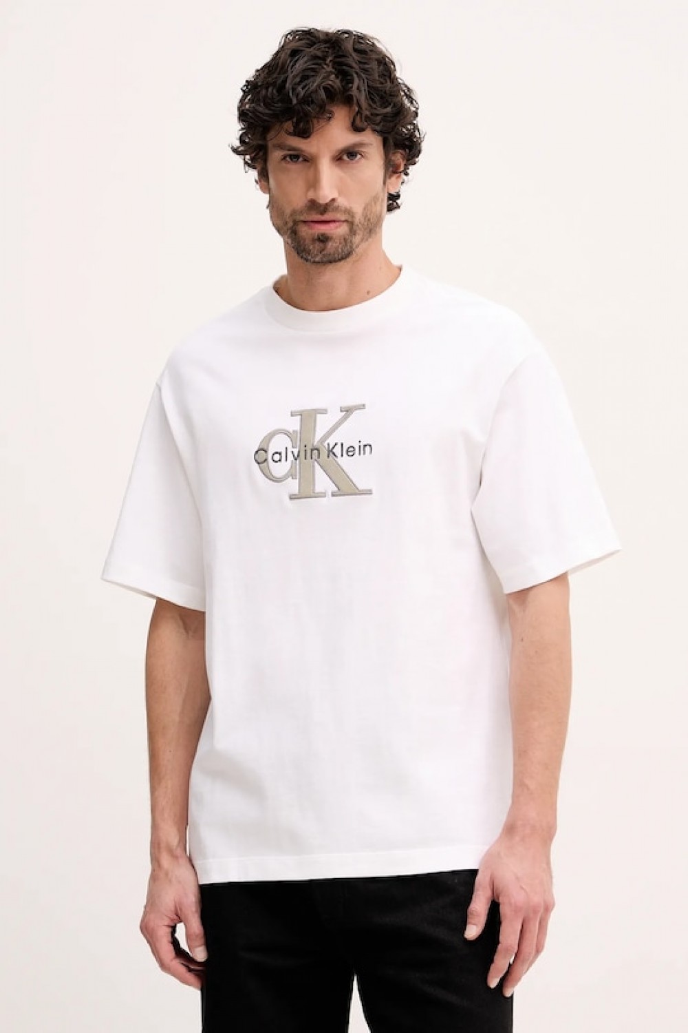 CALVIN KLEIN JEANS T-SHIRT MONOGRAM LOGO BRILLIANT WHITE LV04RE815G-YAF