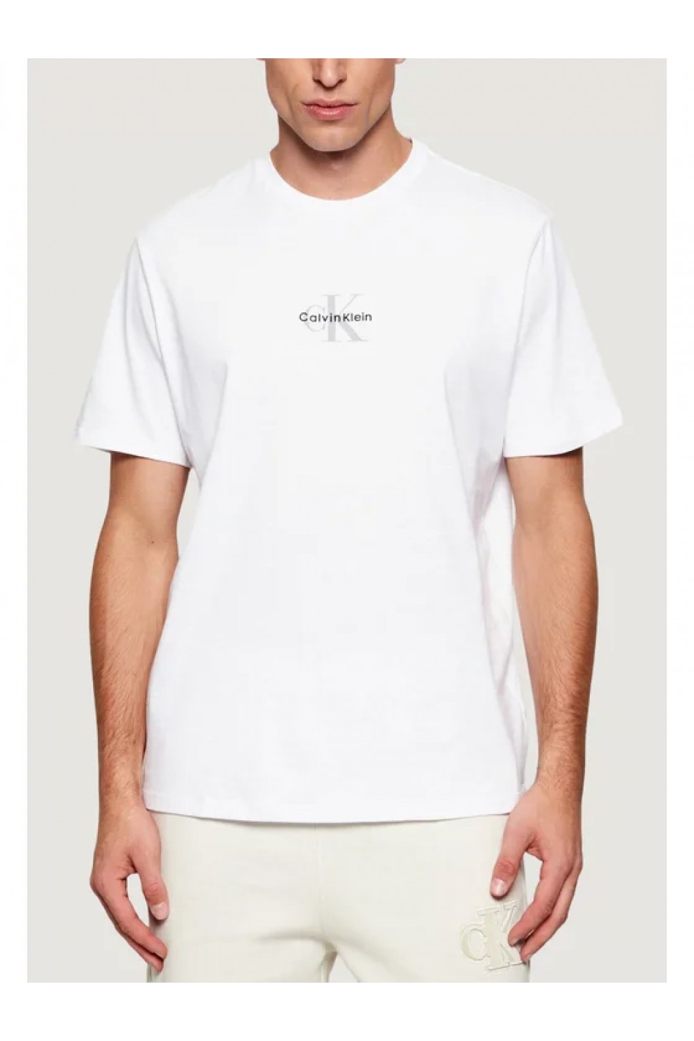 CALVIN KLEIN JEANS T-SHIRT MONOGRAM LOGO BRILLIANT WHITE LV04RB866G-YAA