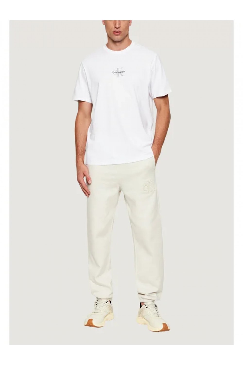 CALVIN KLEIN JEANS T-SHIRT MONOGRAM LOGO BRILLIANT WHITE LV04RB866G-YAA