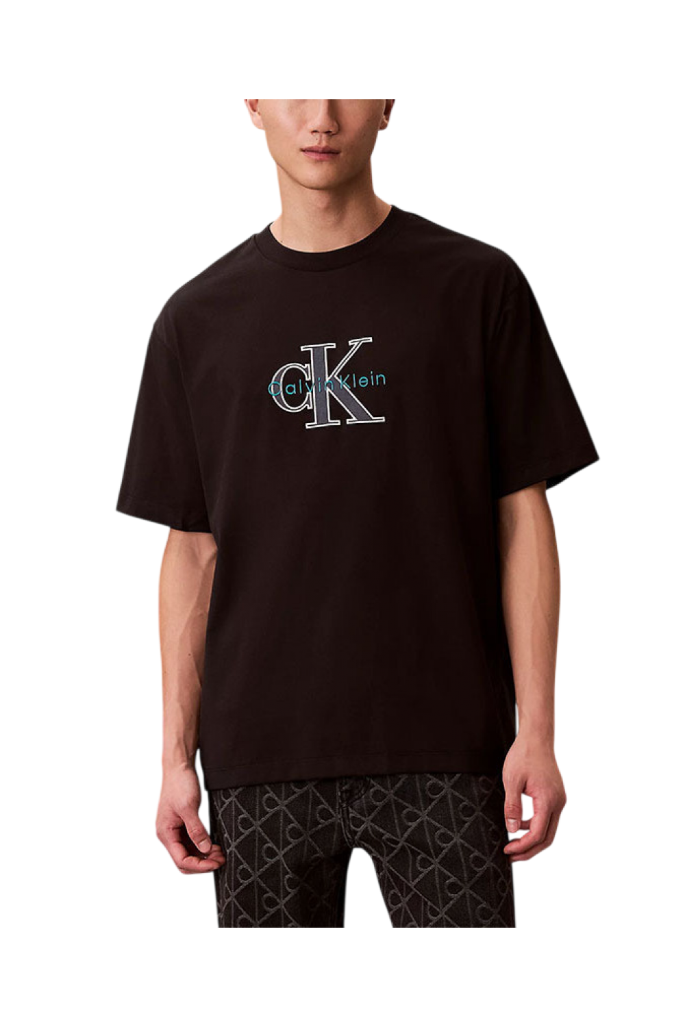 CALVIN KLEIN JEANS T-SHIRT MONOGRAM LOGO BLACK LV04RE815G-UB1