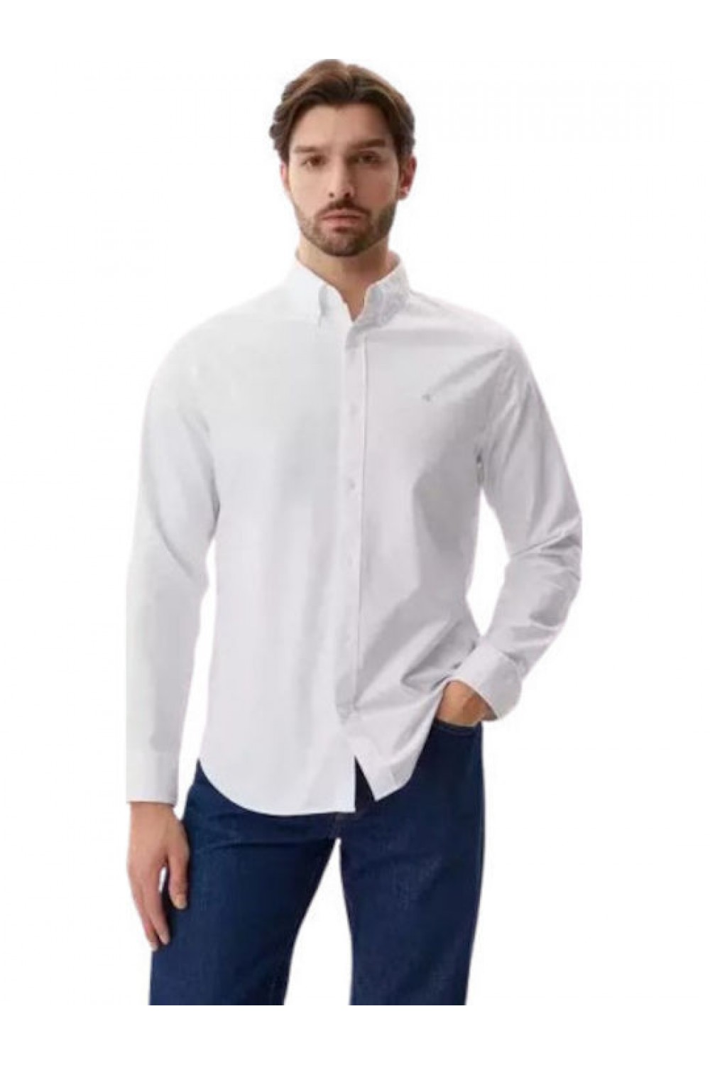 CALVIN KLEIN JEANS SOLID CLASSIC OXFORD BUTTON-DOWN SHIRT BRILLIANT WHITE LV140EM125-YAA