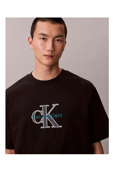 CALVIN KLEIN JEANS T-SHIRT MONOGRAM LOGO BLACK LV04RE815G-UB1