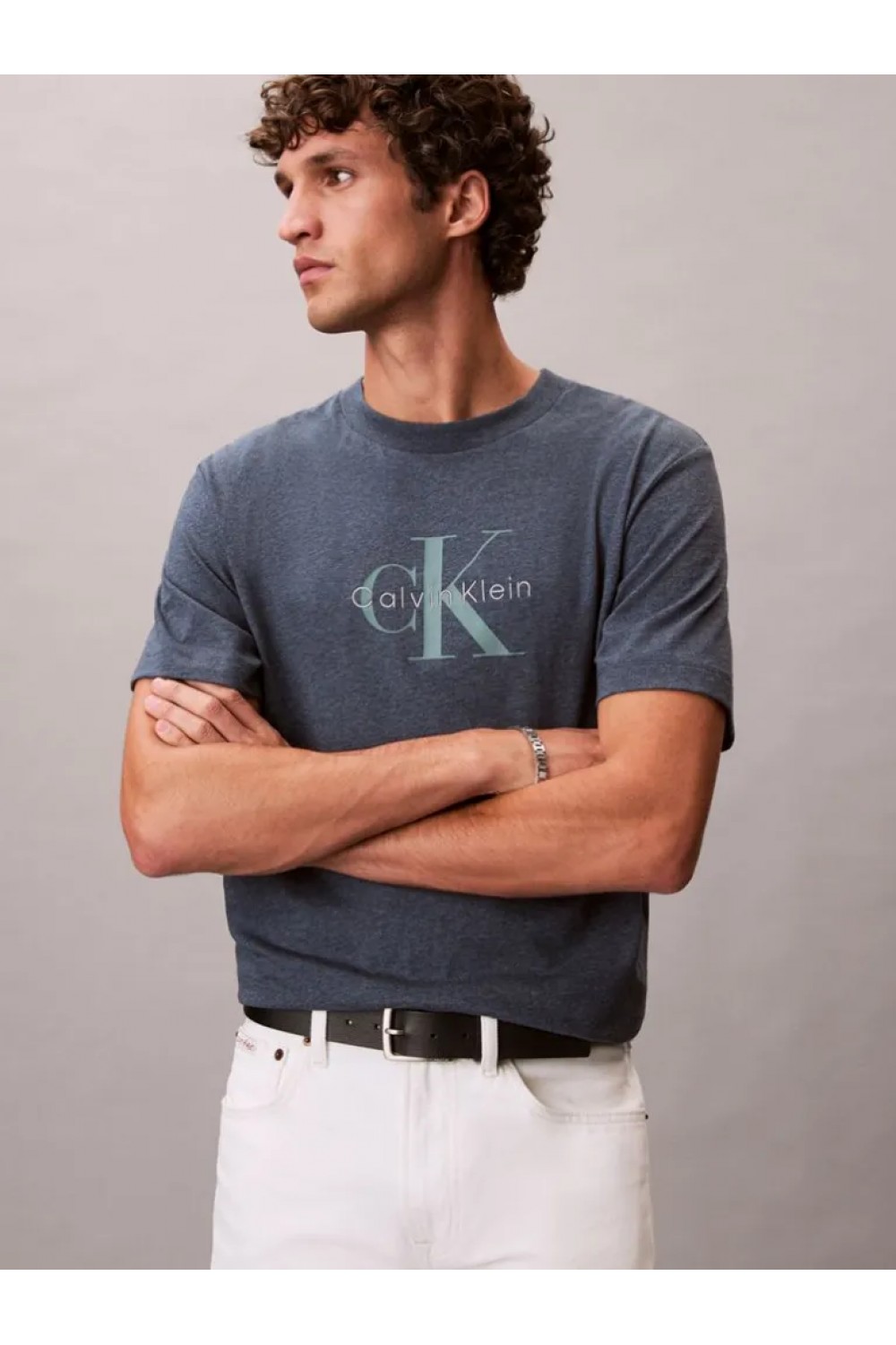 CALVIN KLEIN JEANS T-SHIRT MONOGRAM LOGO NEARLY NAVY HEATHER B8289 LV04RB862G-RF9